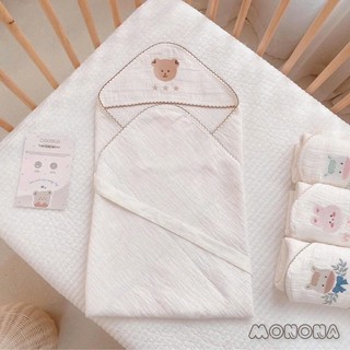 [MONONA] Ủ Choàng Organic Monona 3 Lớp Có Mũ Cao Cấp Thoáng Mát Mềm Mịn Cho Bé Sơ Sinh - Lucie's Mom