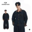 Set Raw Denim Phối Cổ Kẻ Nâu GODMOTHER Đồ Bộ Raw Denim (Áo Khoác Và Quần) Phong Cách Hàn Quốc Unisex