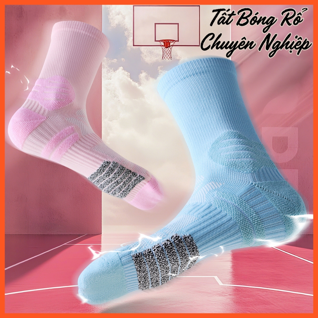 Tất Vớ Bóng Rổ Chuyên Nghiệp - Bộ Đệm Tăng Cường Mang Cực Êm, Chống Trơn Trượt - Basketball Socks