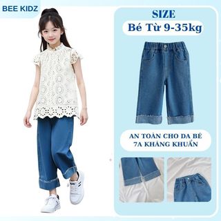 Quần Cho Bé Gái, Quần Jean Ống Suông Cho Bé Gái chất Jean Mềm Mại Thoáng Mát