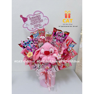 Set quà bánh kẹo màu hồng - quà tặng bánh kẹo sinh nhật , 20/10, 8/3( gấu bông có thể ngẫu nhiên cùng tone màu)