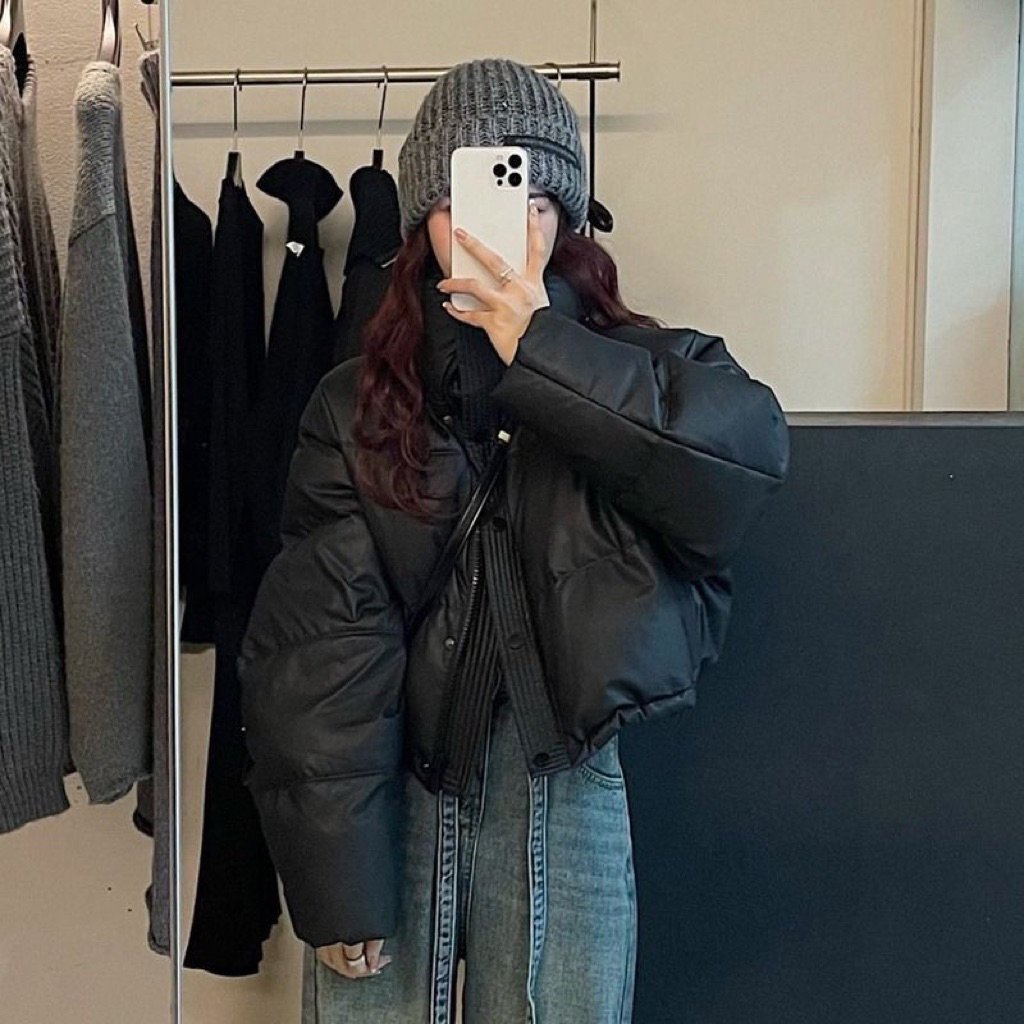 🧥 Áo Khoác Phao Da Nữ – 4 Màu Basic (Size S→XL)