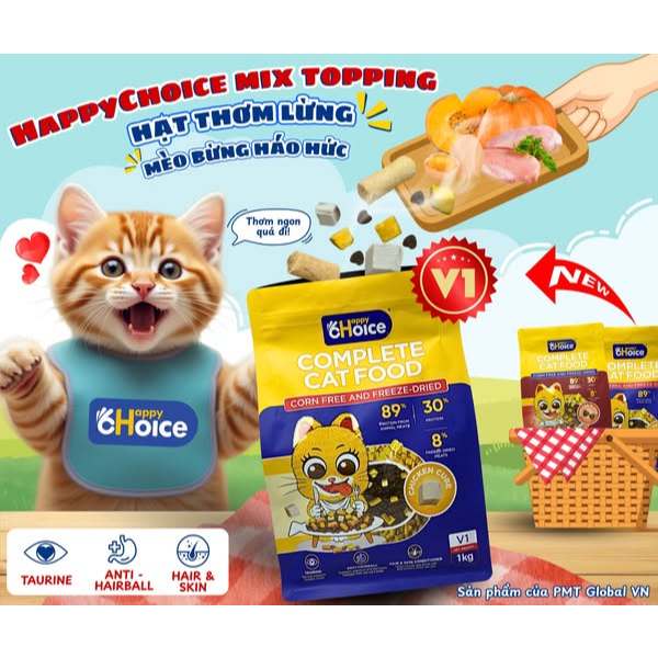 Thức ăn mèo Happy choice siêu topping.