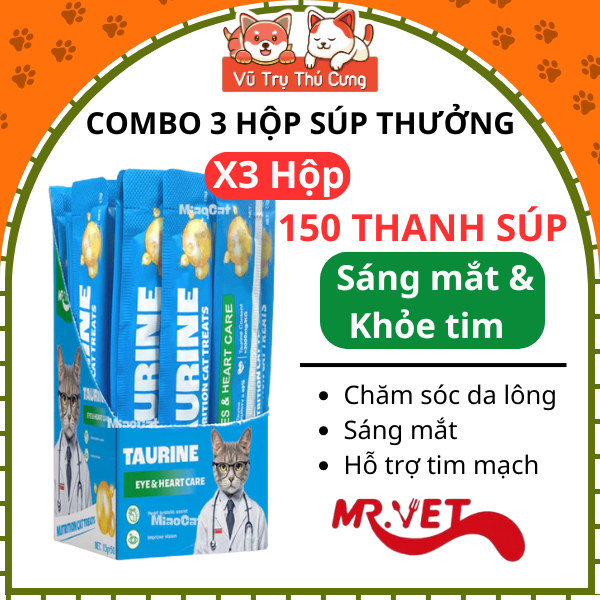 [COMBO 3 HỘP] 150 Thanh Súp Thưởng Cho Mèo Mượt Lông, Hỗ Trợ Tiêu Hóa Mr.Vet