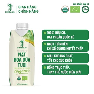 Mật hoa dừa tươi Organic Sokfarm 330ml - Năng Lượng Hữu Cơ Bù Khoáng Điện Giải
