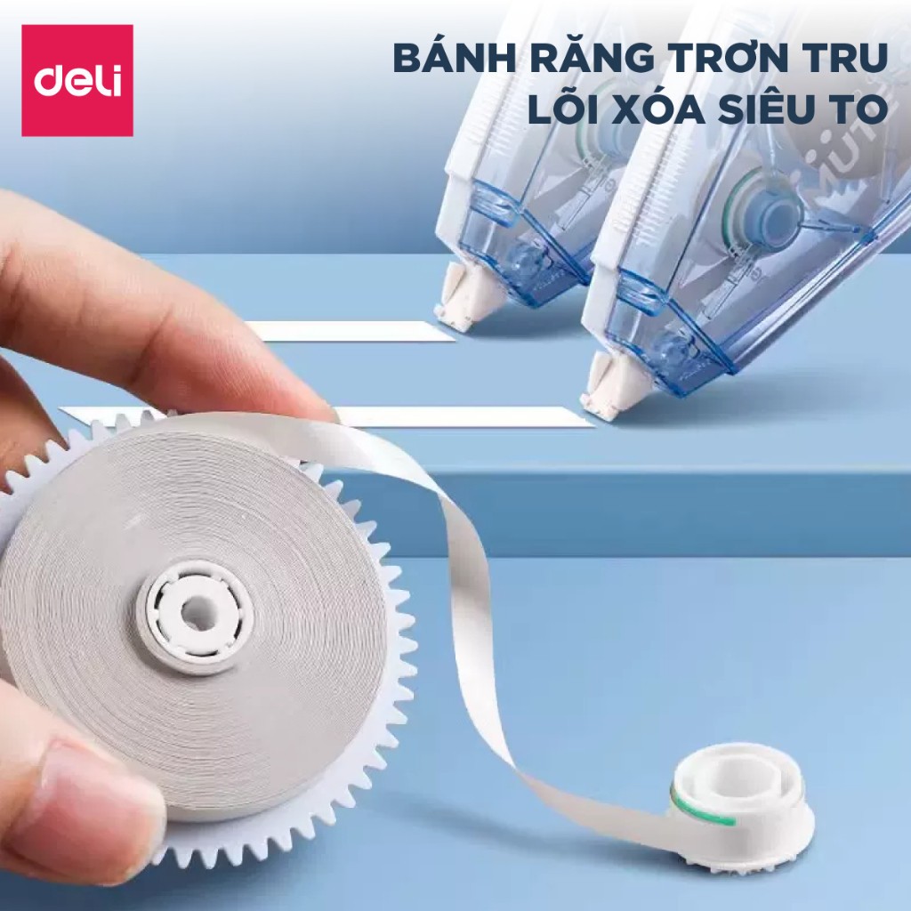 Bút Xóa Băng Deli 20m/40m – Học Sinh & Văn Phòng, Xóa Sạch, Khô Nhanh, Viết Đè Ngay, Nhiều Màu