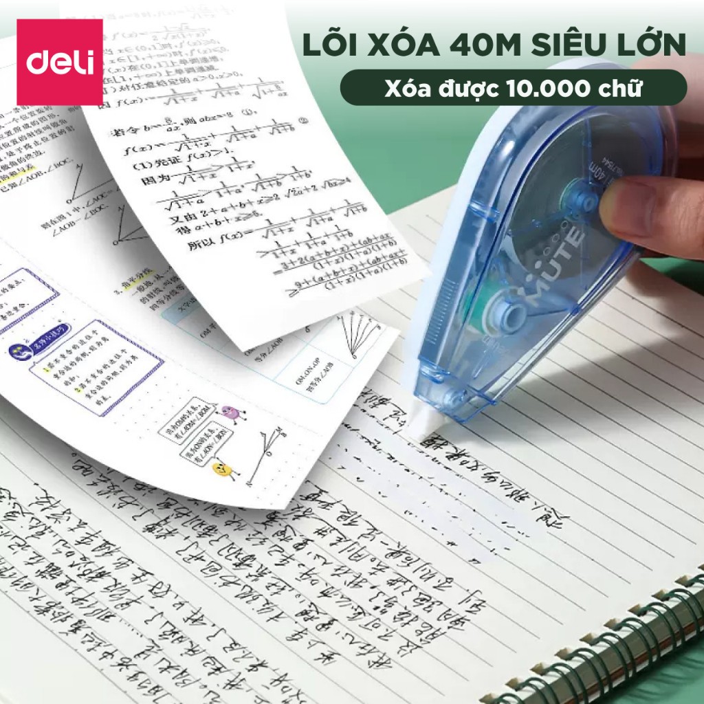 Bút Xóa Băng Deli 20m/40m – Học Sinh & Văn Phòng, Xóa Sạch, Khô Nhanh, Viết Đè Ngay, Nhiều Màu