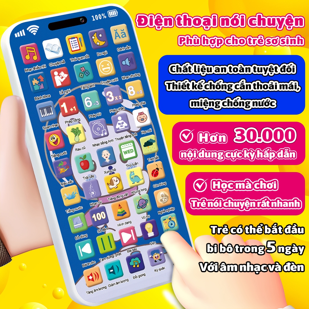 Điện Thoại Giả Cho Trẻ Em 45 Phím – Học Mà Chơi Với Nhiều Chủ Đề Học Tập & Giải Trí, Thiết Kế Chống Cấn