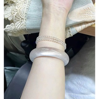 Vòng tay thạch anh trắng dulong cao băng trắng hiệu ứng bạch nguyệt quang (tặng hộp đựng) Đá Phong Thủy Tuấn Trần
