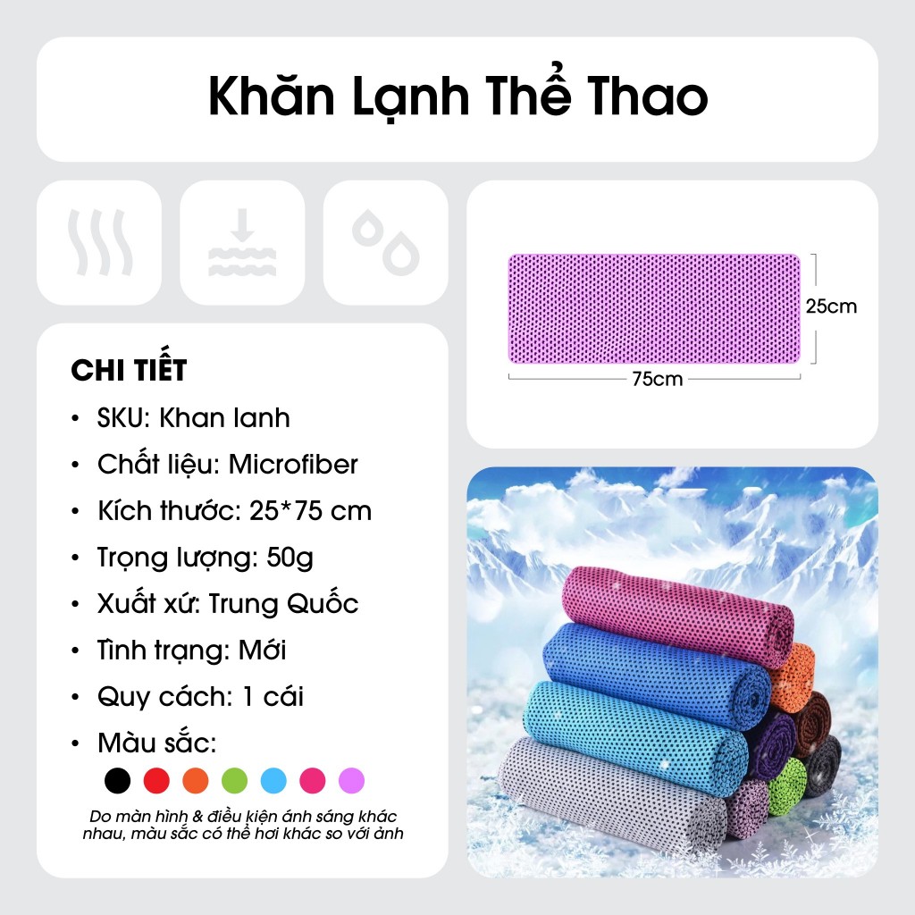 Khăn Lạnh Thể Thao Đa Năng, Khăn Tập Gym Thấm Hút Mồ Hôi, Mát Lạnh - KhanLanh01