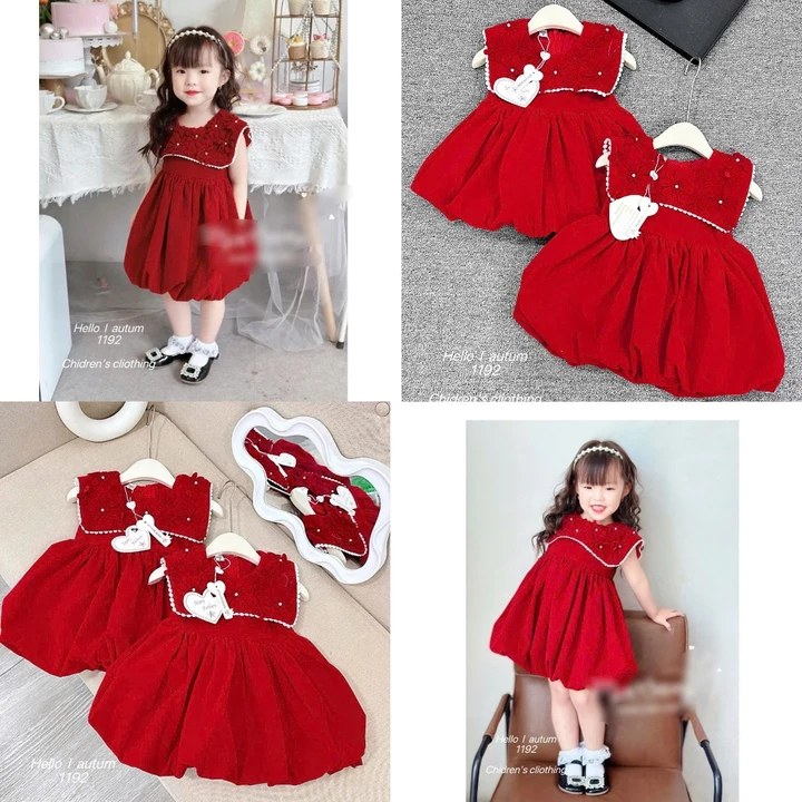Váy TẾT bé gái váy cao cấp siêu đẹp cho bé mặc tết với thiết kế chân váy bồng kiểu dáng thời trang cho bé 8-22kg