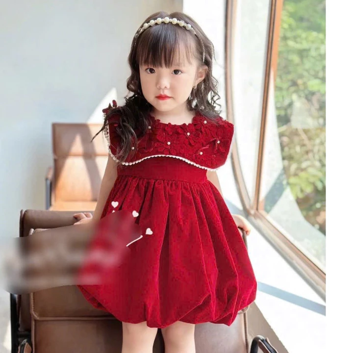 Váy TẾT bé gái váy cao cấp siêu đẹp cho bé mặc tết với thiết kế chân váy bồng kiểu dáng thời trang cho bé 8-22kg