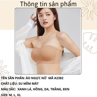 Áo ngực nữ quây ngang cao cấp không dây Áo lót nữ su mềm mại viền silicone chống tuột mút 1cm A2382