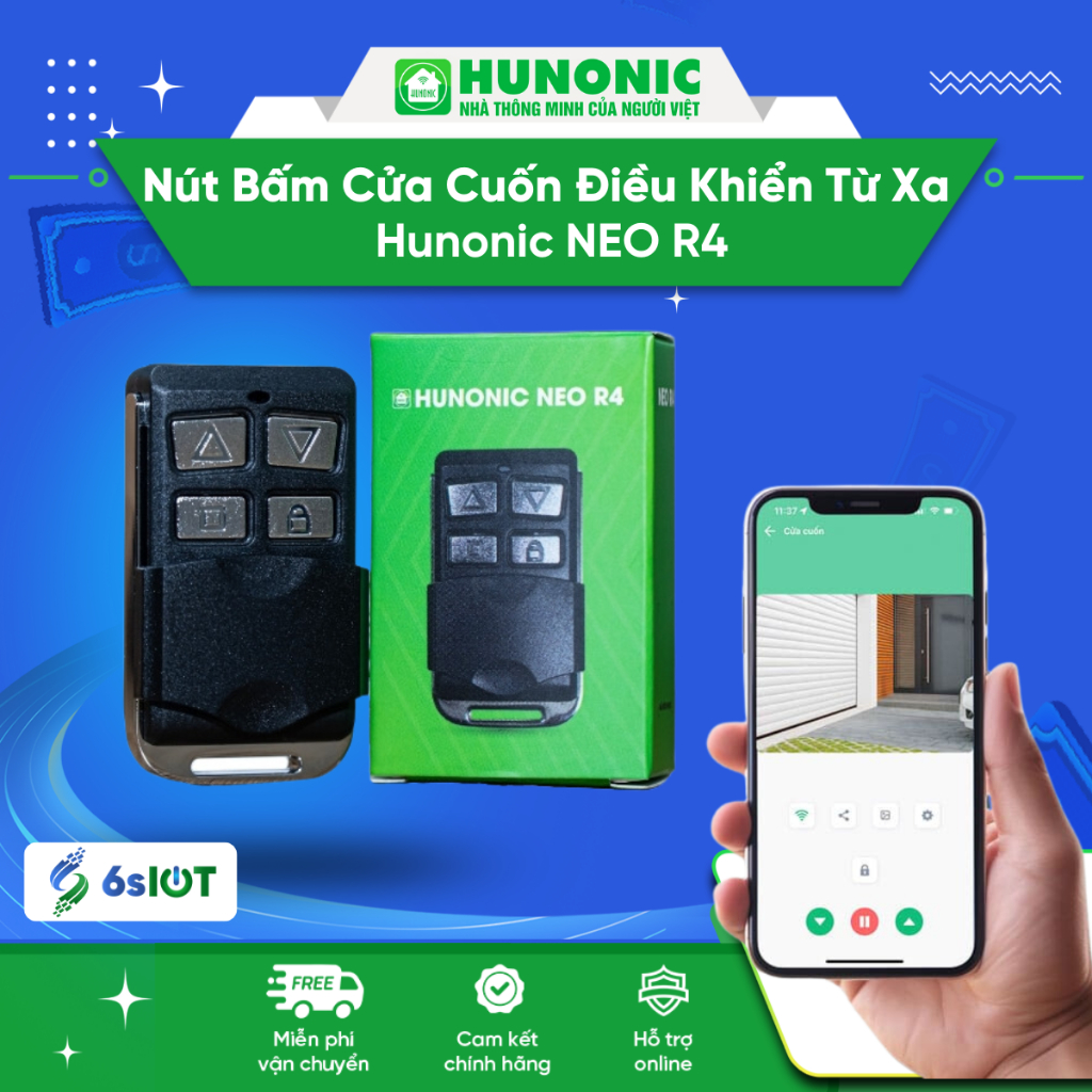 Remote Điều Khiển Từ Xa, Nút Bấm Cửa Cuốn Hunonic NEO R4 tương thích ...