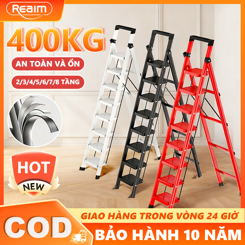 Thang Chữ A Gấp Gọn 3-8 Bậc Chịu Tải 400kg Đa Năng Cho Gia Đình Và Sửa Chữa Điện Nước