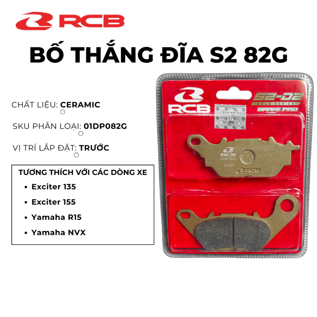 Bố Thắng RCB S2 - D2 Gold Series dành cho heo thắng RCB R1, R55 và Xe LC135/R15/NVX/Y16R