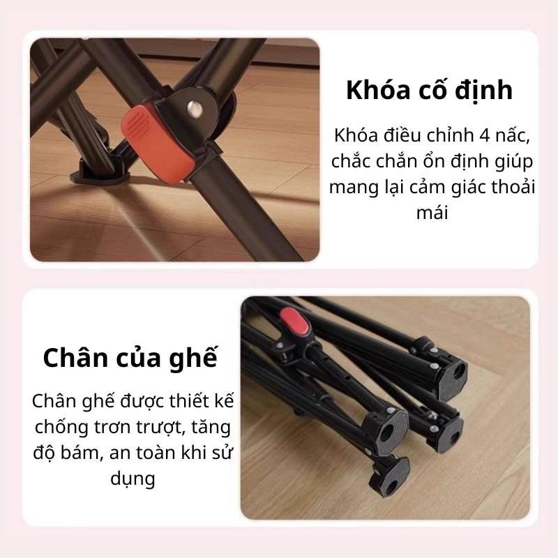 Ghế Ngủ Trưa Văn Phòng Vivu Outdoor, Ghế Xếp Thư Giãn Ngả Lưng 165°, Chịu Tải 150kg Kèm Gác Chân