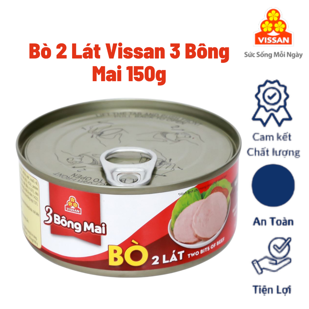 [Combo 5 Hộp] Bò 2 Lát 3 Bông Mai Vissan – Date 2028, HSD 36 Tháng, Ăn Liền Tiện Lợi