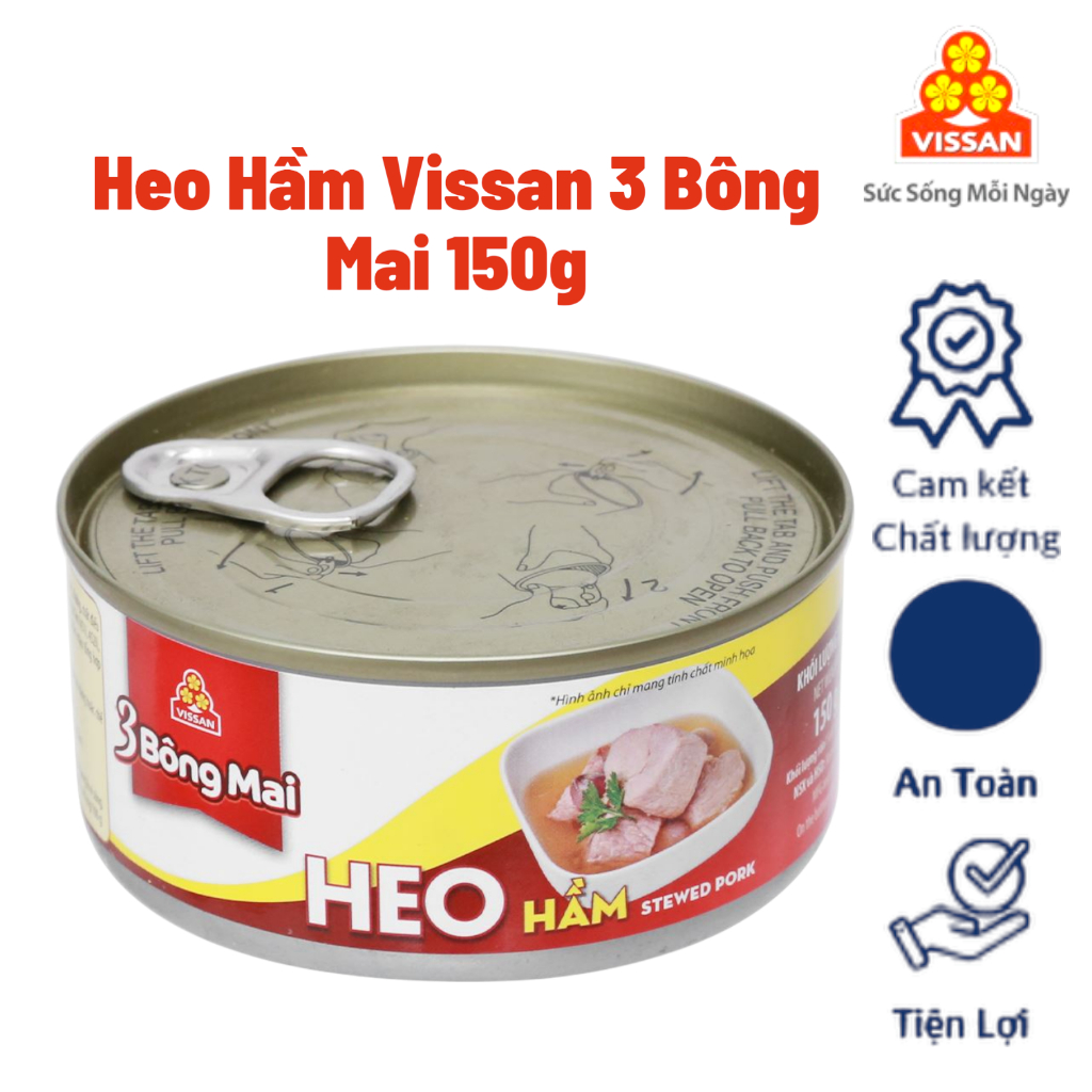 [COMBO 10 HỘP] Heo Hầm 3 Bông Mai Vissan 150g – Chính Hãng Date 2028, HSD 36 Tháng, Ăn Liền Tiện Lợi