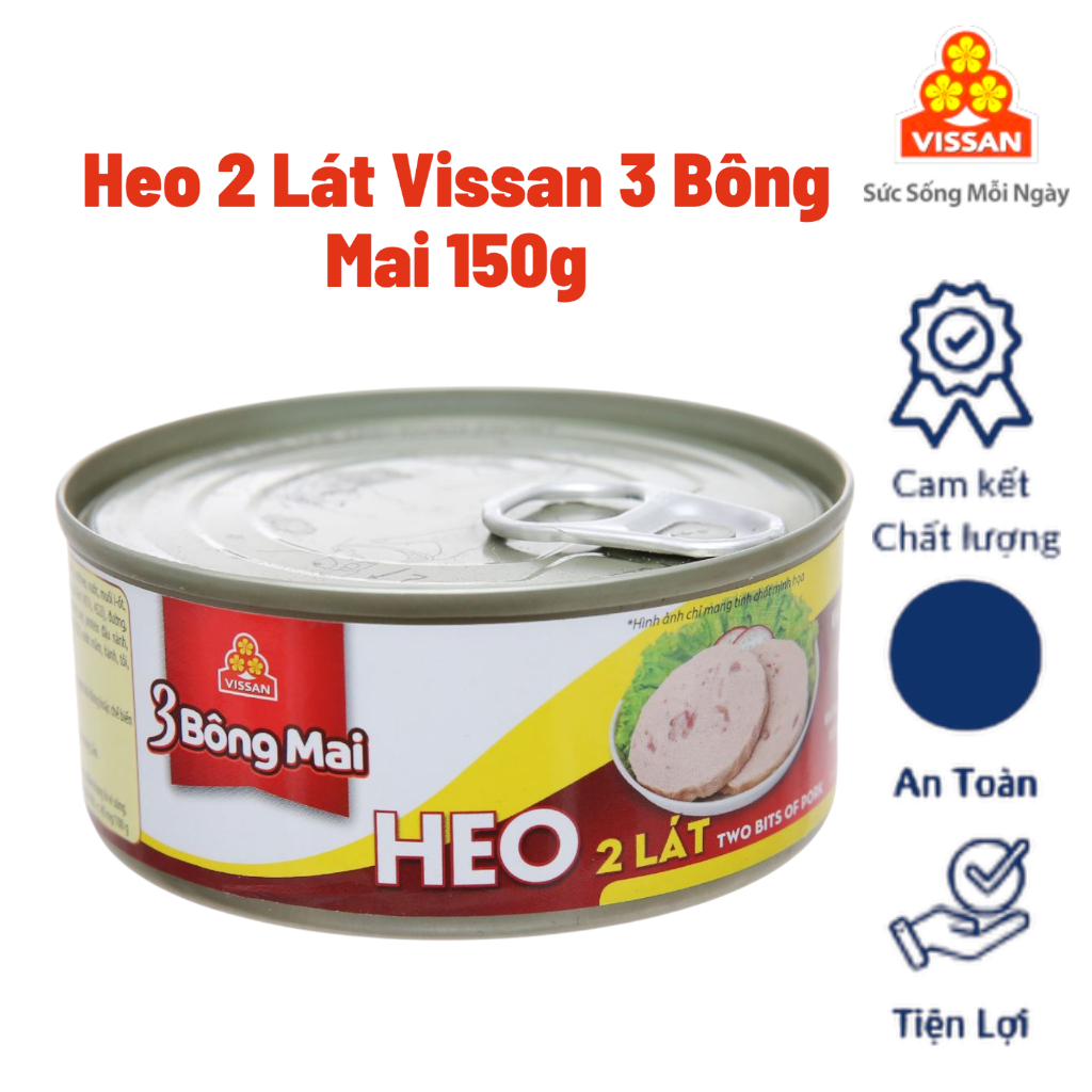 [Combo 10 Hộp] Heo 2 Lát 3 Bông Mai Vissan 150g – Chính Hãng Date 2028, HSD 36 Tháng, Ăn Liền Tiện Lợi