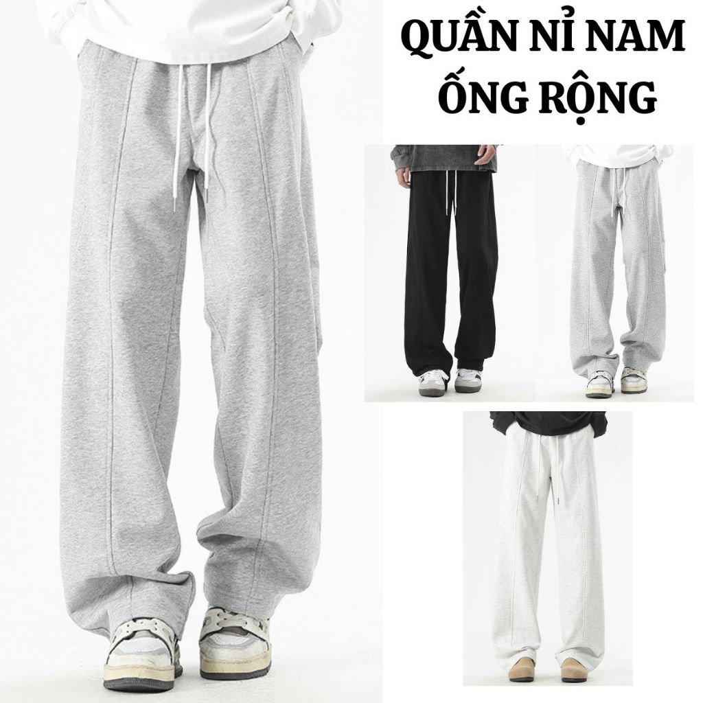 Quần Nỉ Nam FABUMAN Dài Kẻ gân Form Rộng cạp chun Chất Nỉ 2da ống rộng kèm dây rút dáng Suông UNISEX Bigsize | BigBuy360 - bigbuy360.vn