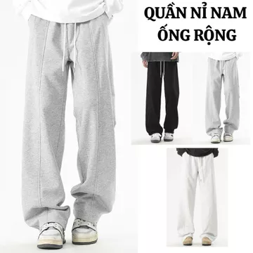 Quần Nỉ Nam FABUMAN Dài Kẻ gân Form Rộng cạp chun Chất Nỉ 2da ống rộng kèm dây rút dáng Suông UNISEX Bigsize