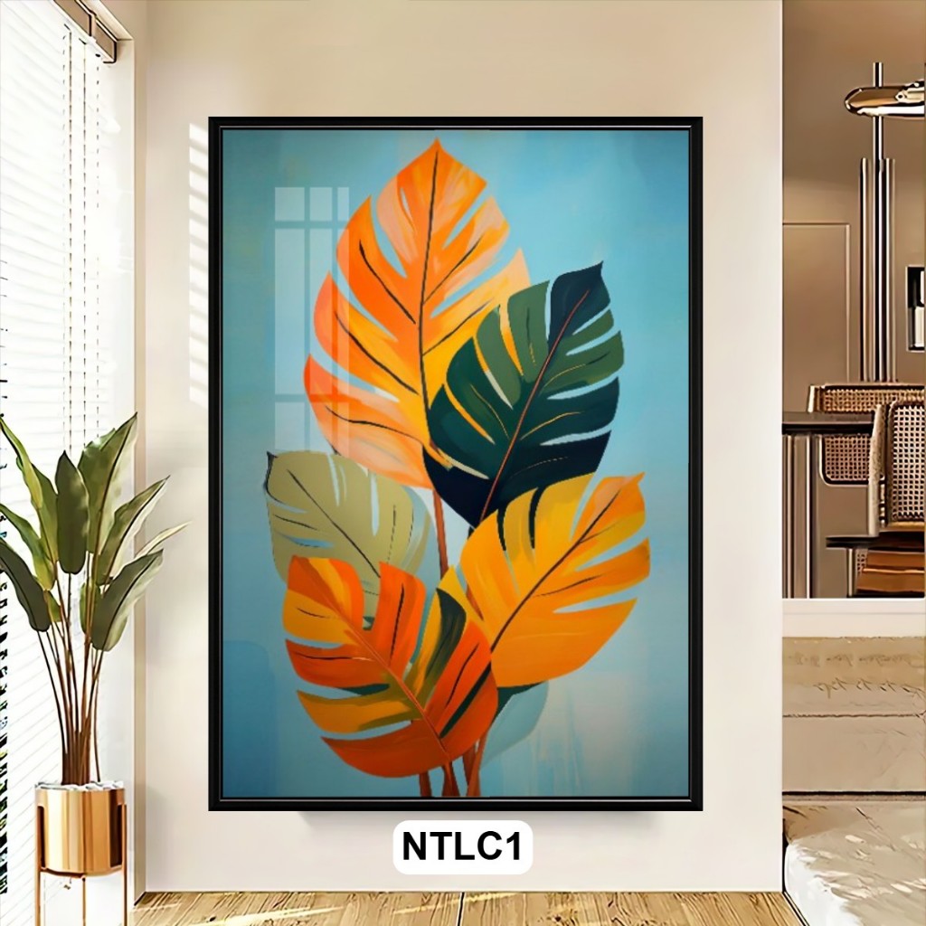 Tranh Lá Cây Nghệ Thuật Trừu Tượng Tráng Gương – Có Khung Cao Cấp, Treo Tường Trang Trí Phòng Khách, Phòng Ngủ, Văn Phòn