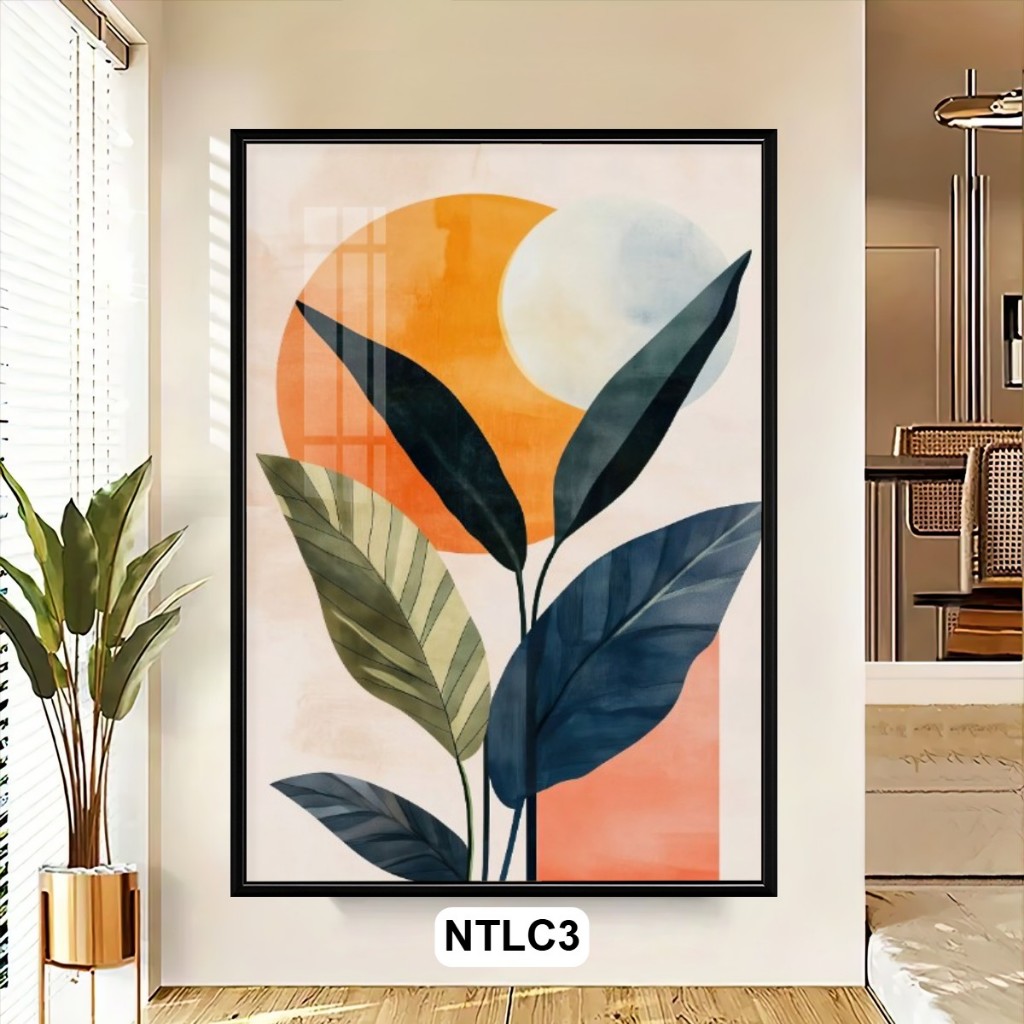 Tranh Lá Cây Nghệ Thuật Trừu Tượng Tráng Gương – Có Khung Cao Cấp, Treo Tường Trang Trí Phòng Khách, Phòng Ngủ, Văn Phòn