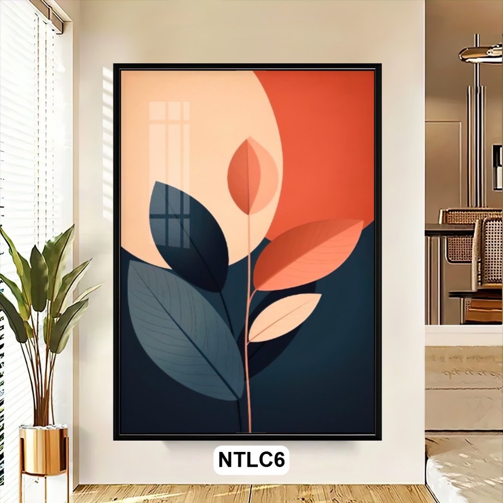 Tranh Lá Cây Nghệ Thuật Trừu Tượng Tráng Gương – Có Khung Cao Cấp, Treo Tường Trang Trí Phòng Khách, Phòng Ngủ, Văn Phòn