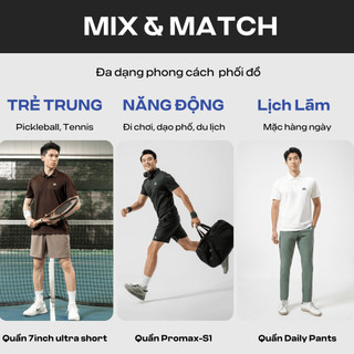 Áo Polo thể thao nam ProMax-S1, Áo thể thao đa năng Gym Chạy bộ Pickleball Tennis thoáng khí Coolmate