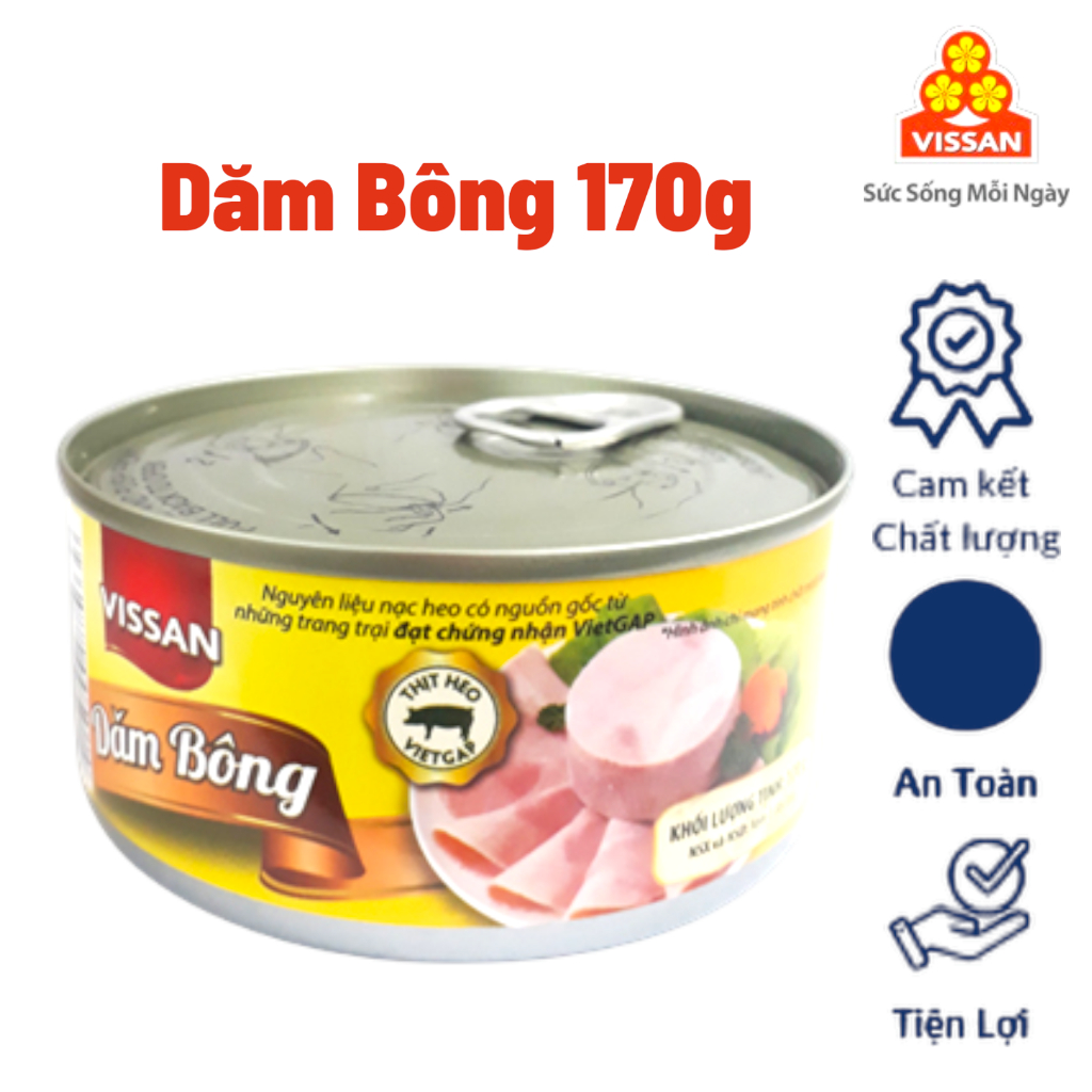 [Combo 5 Hộp] Dăm Bông Vissan 170g – Chính Hãng Date 2028, HSD 36 Tháng, Ăn Liền Tiện Lợi