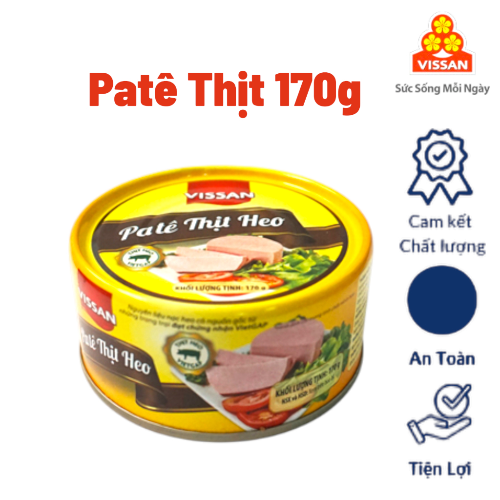 [Combo 5 Hộp] Patê Thịt Heo Vissan Lonin 170g – Chính Hãng Date 2029 Ăn Liền Tiện Lợi