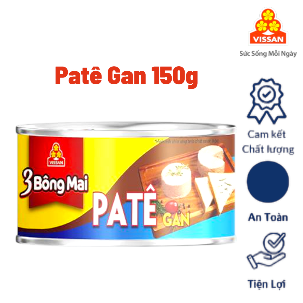 [Combo 5 Hộp] Patê Gan 3 Bông Mai Vissan – Date 2028, HSD 36 Tháng, Ăn Liền Tiện Lợi
