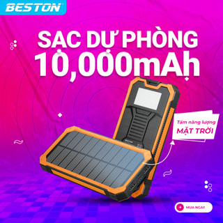Sạc dự phòng Beston dung lượng 10000mAh , tích hợp tấm năng lượng mặt trời, sạc mọi lúc, bảo hành 12 tháng - PBS001
