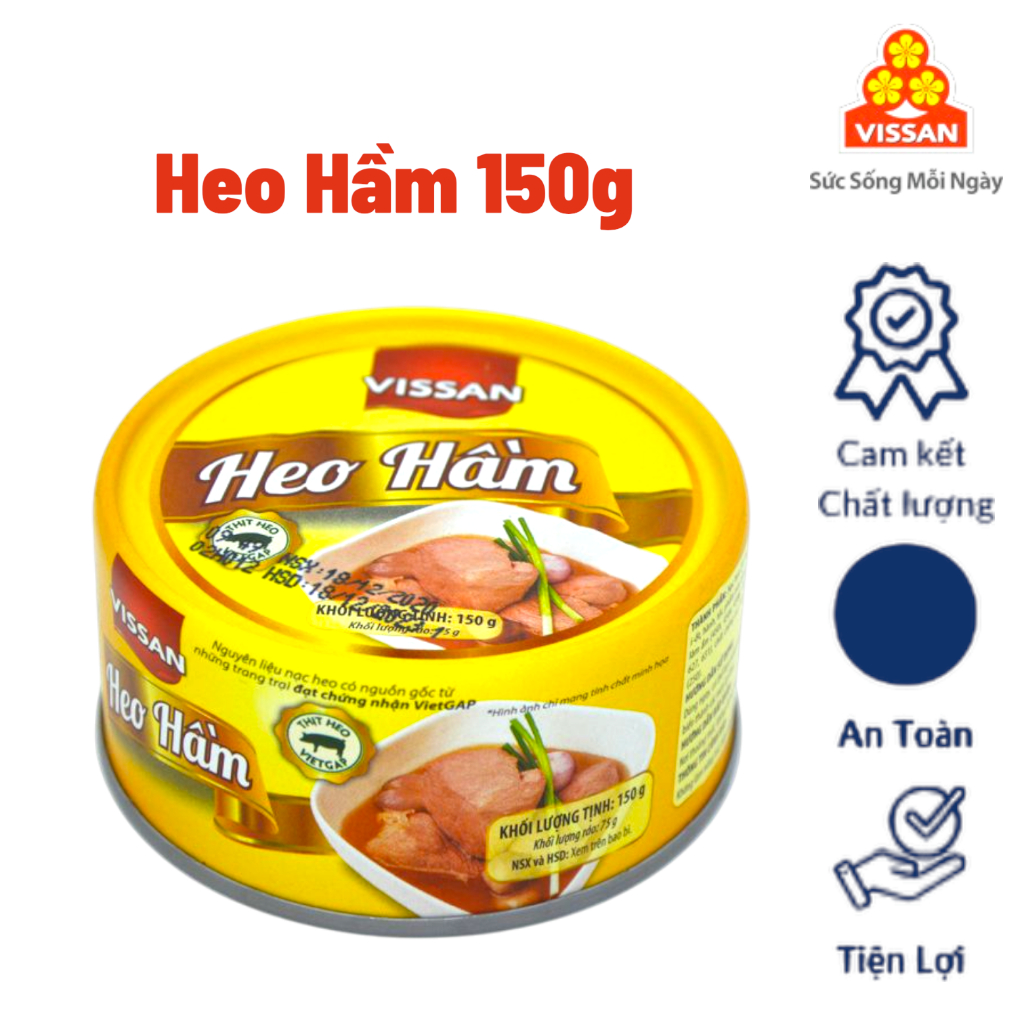 [Combo 5 Hộp] Heo Hầm Vissan 150g – Chính Hãng Date 2029, HSD 36 Tháng, Ăn Liền Tiện Lợi