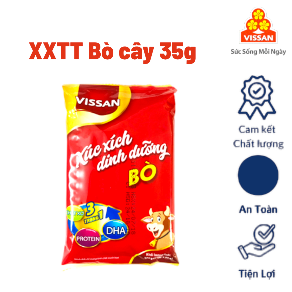 [Combo 5 gói] Xúc Xích Dinh Dưỡng Vissan Vị Bò Gói 175g – 5 Cây – Date Mới Nhất