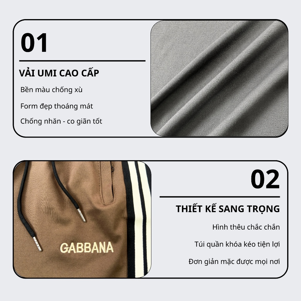 (GIÁ MỞ BÁN) Set Bộ Nam Cao Cấp Thêu Chữ GABA Sang Trọng Vải UMI Thoáng Mát Co Giãn 9MENSTORE