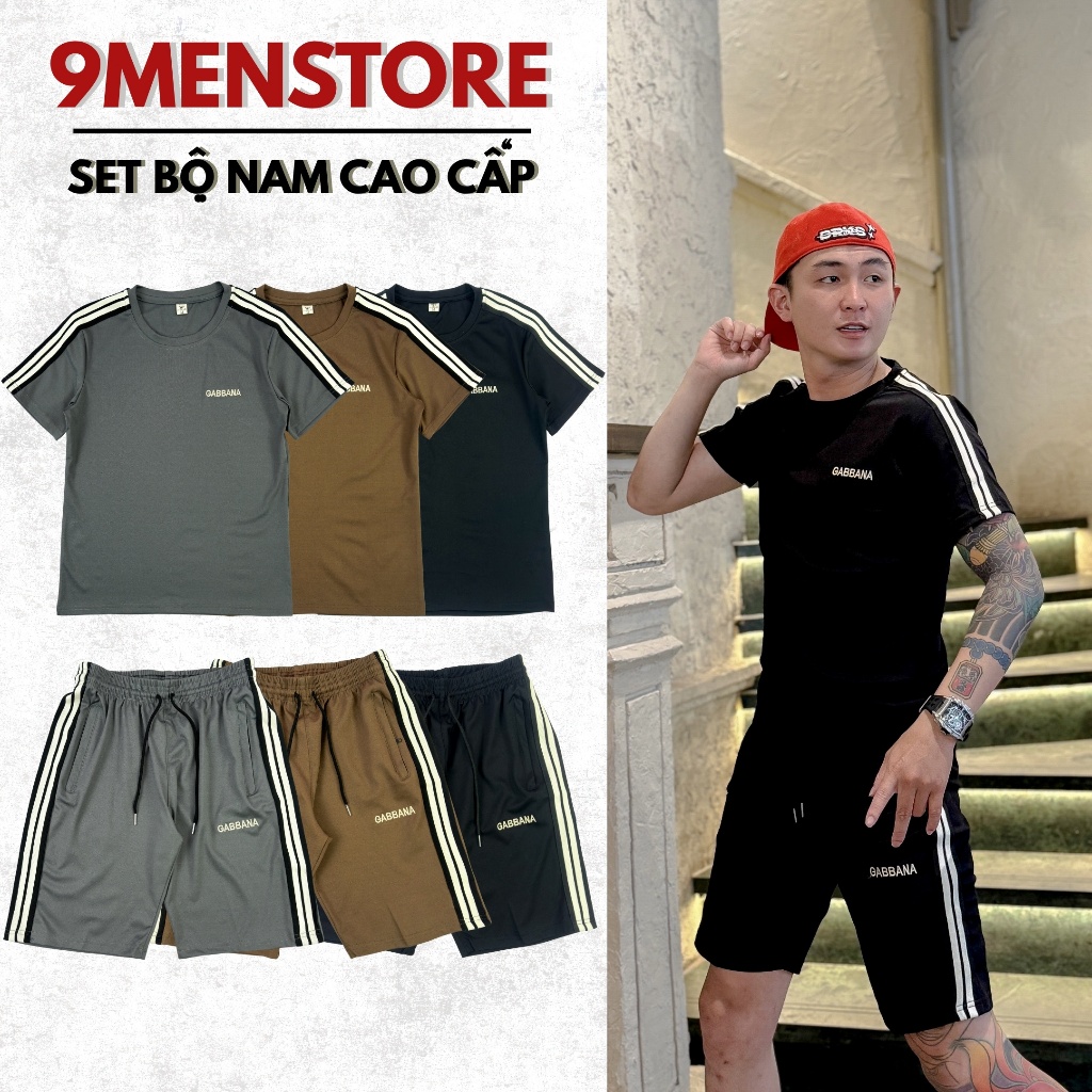 (GIÁ MỞ BÁN) Set Bộ Nam Cao Cấp Thêu Chữ GABA Sang Trọng Vải UMI Thoáng Mát Co Giãn 9MENSTORE