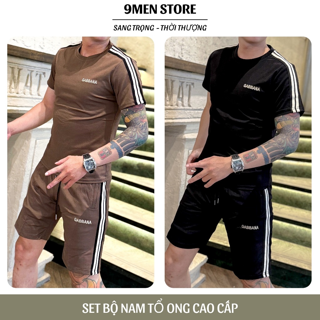 (GIÁ MỞ BÁN) Set Bộ Nam Cao Cấp Thêu Chữ GABA Sang Trọng Vải UMI Thoáng Mát Co Giãn 9MENSTORE