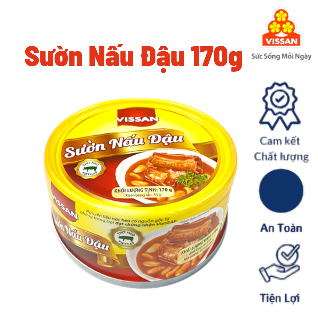 [Combo 10 Hộp] Sườn Nấu Đậu Vissan – Date 2028, HSD 36 Tháng, Ăn Liền Tiện Lợi
