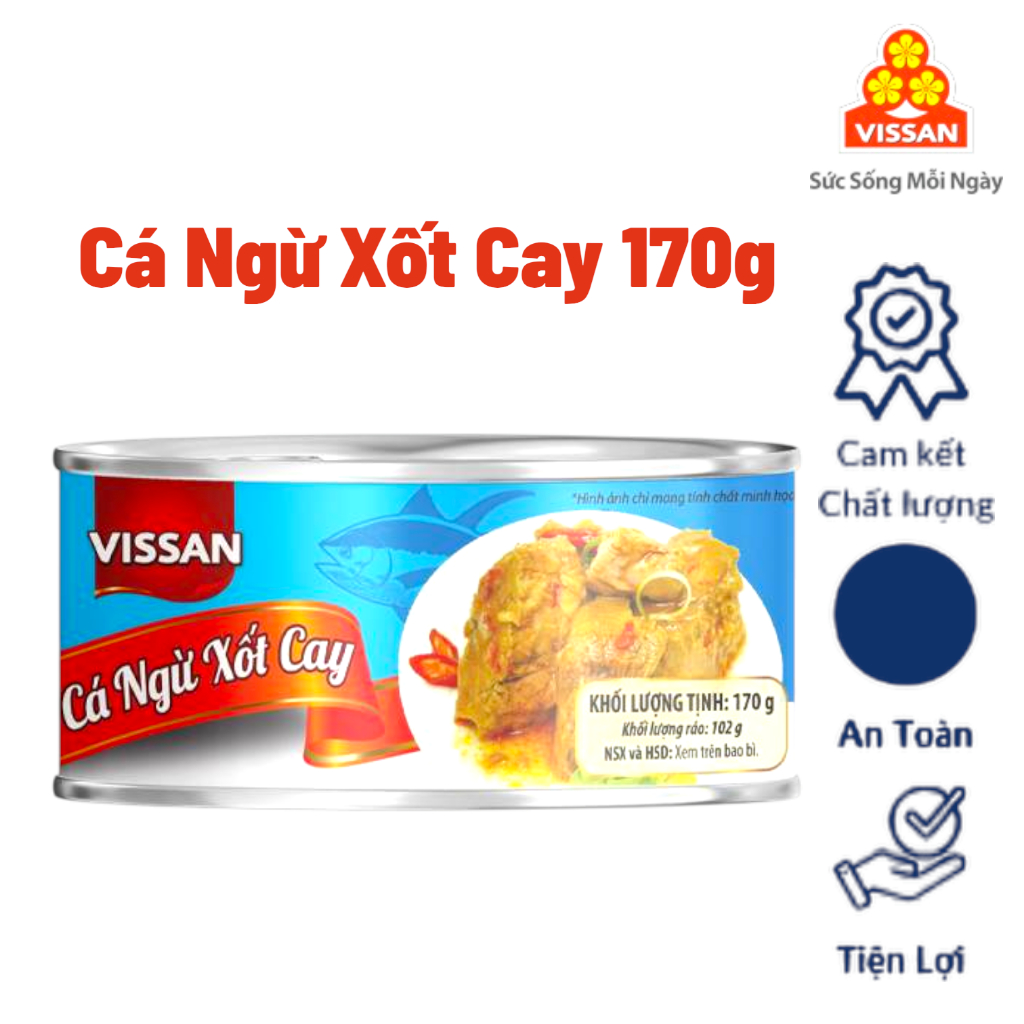 [Combo 3 Hộp] Cá Ngừ Xốt Cay Vissan 170g – Chính Hãng Date 2028 Ăn Liền Tiện Lợi