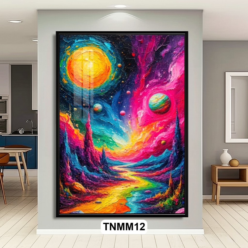 Tranh Nghệ Thuật Trừu Tượng Thiên Nhiên Phong Cách Màu Nước Có Khung Tráng Gương Cao Cấp Decor Nhà Cửa