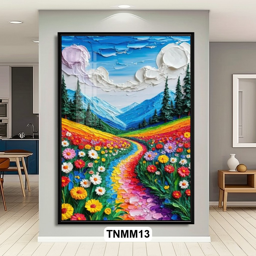 Tranh Nghệ Thuật Trừu Tượng Thiên Nhiên Phong Cách Màu Nước Có Khung Tráng Gương Cao Cấp Decor Nhà Cửa
