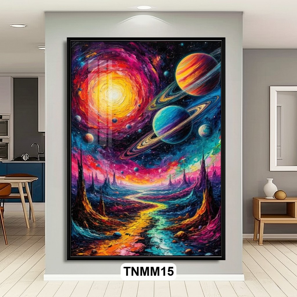 Tranh Nghệ Thuật Trừu Tượng Thiên Nhiên Phong Cách Màu Nước Có Khung Tráng Gương Cao Cấp Decor Nhà Cửa
