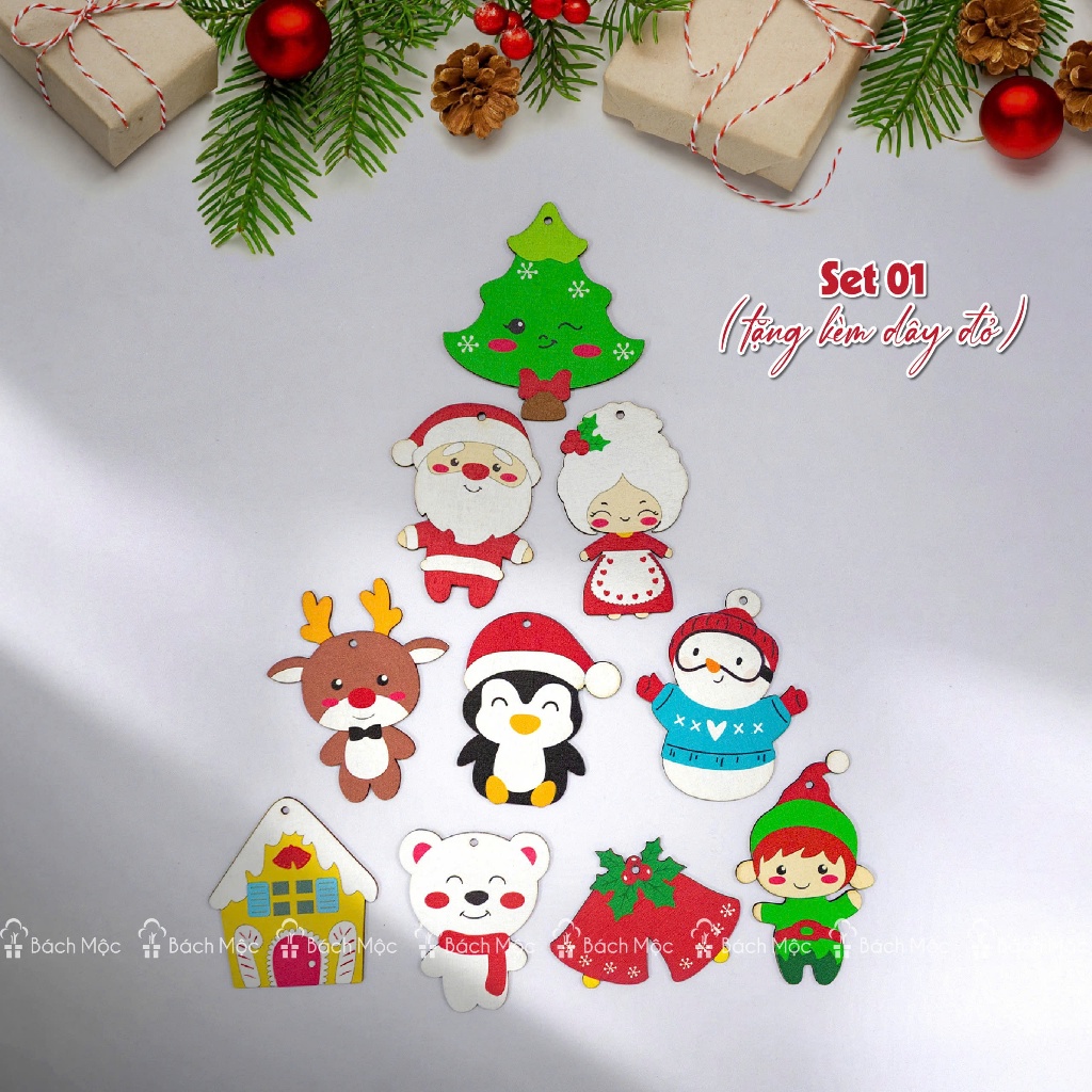 Combo 10 Phụ Kiện Sticker Treo Trang Trí Noel Christmas Siêu Đáng Yêu ...
