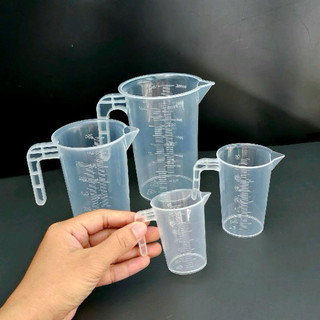 Bộ combo 4 ly có quai (1 ca 50ml, 1 ca 100ml, 1 ca 250ml, 1 ca 500ml) ca nhựa định lượng dùng cho pha chế , nhựa PP dày