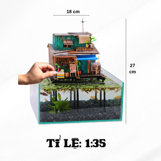 Mô hình gỗ tự lắp ráp DIY- Thế Giới Tí Hon- XÓM NHÀ SÀN- MÃ SP:  NS07 (Sản phẩm chưa kèm keo)
