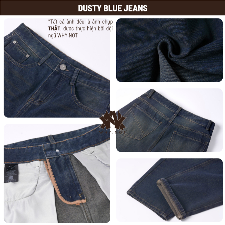 [CHẾ NGUYỄN QUỲNH CHÂU X WHY.NOT] Quần Jeans Nam WHY.NOT DUSTY BLUE JEAN Ống Suông Màu Xanh Đậm