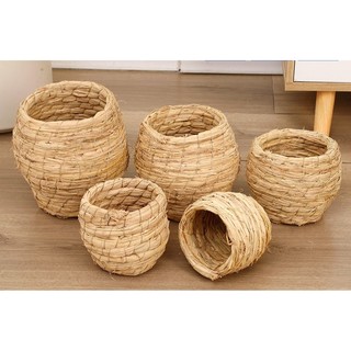 Tổ Rơm Cho Chim Vẹt/Gà Runti/Chào Mào 7x11cm - Làm Từ Sợi Rơm Tự Nhiên, Thủ Công Tỉ Mỉ