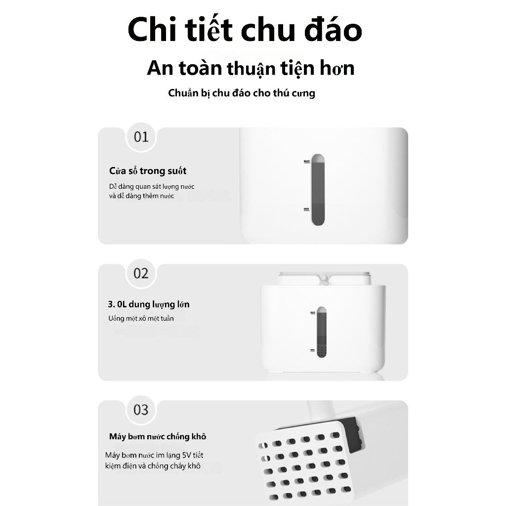 Máy uống nước tự động 3 lít cho thú cưng, cảm biến không dây, thích hợp cho mèo và chó